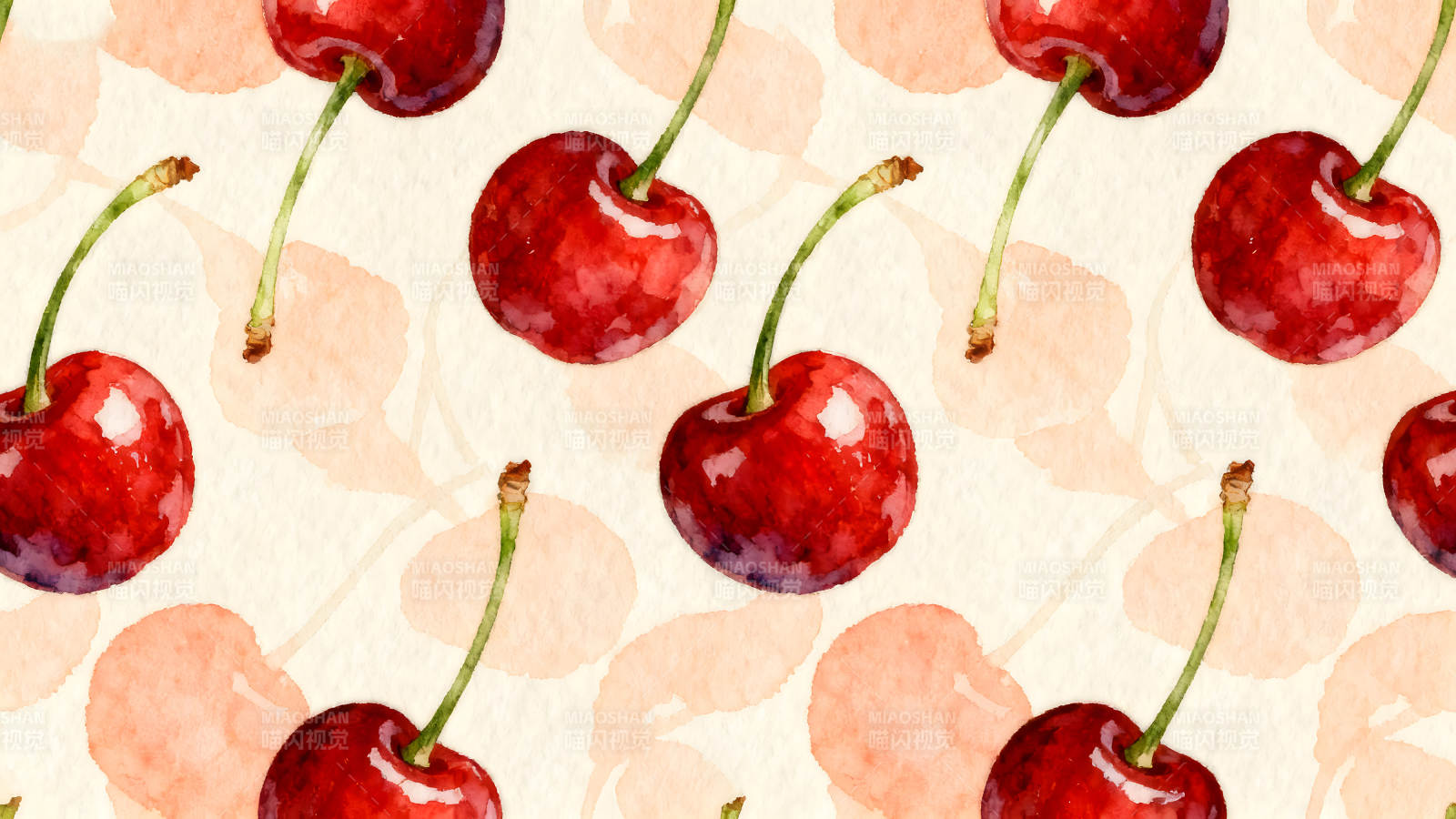 水彩樱桃图案图片