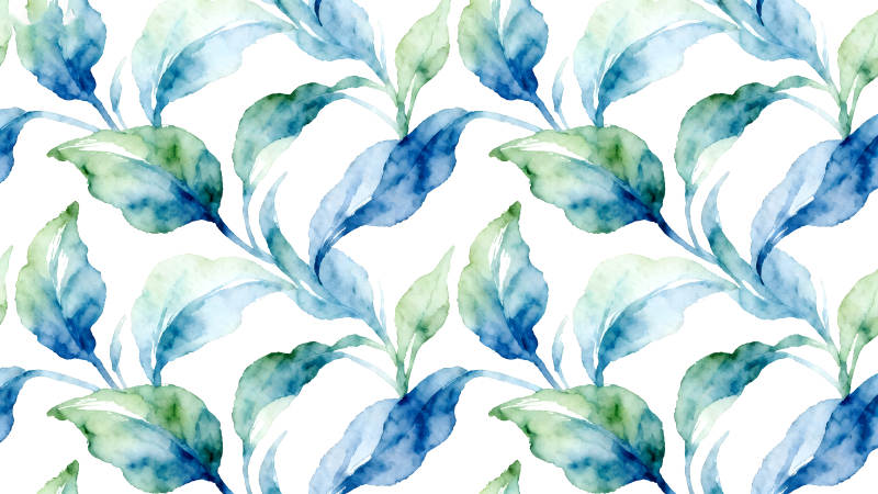 水彩叶子无缝背景图案-图片