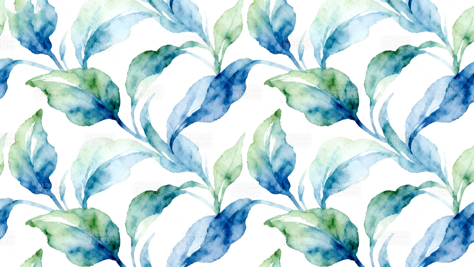水彩葉子無(wú)縫背景圖案圖片