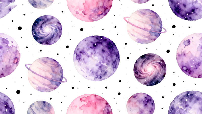 水彩星空图案梦幻星球元素-图片