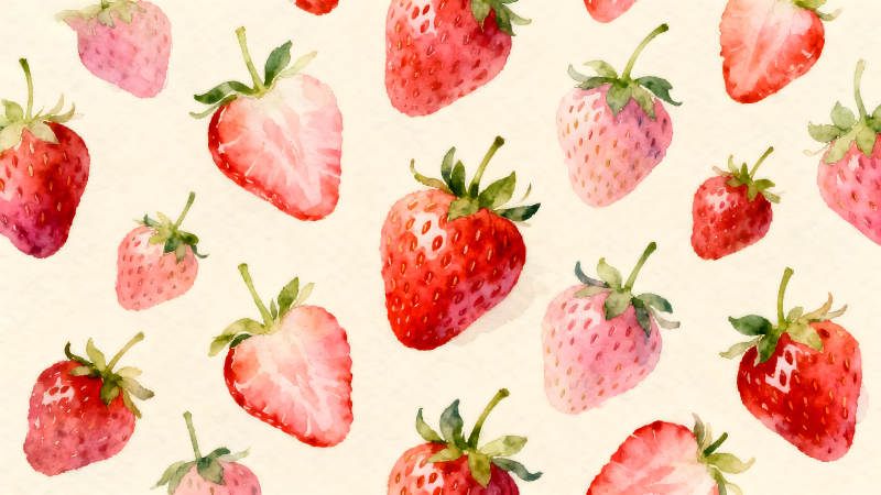 水彩草莓图案背景设计-图片