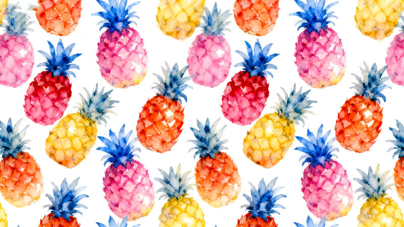 彩色水彩菠萝图案-图片