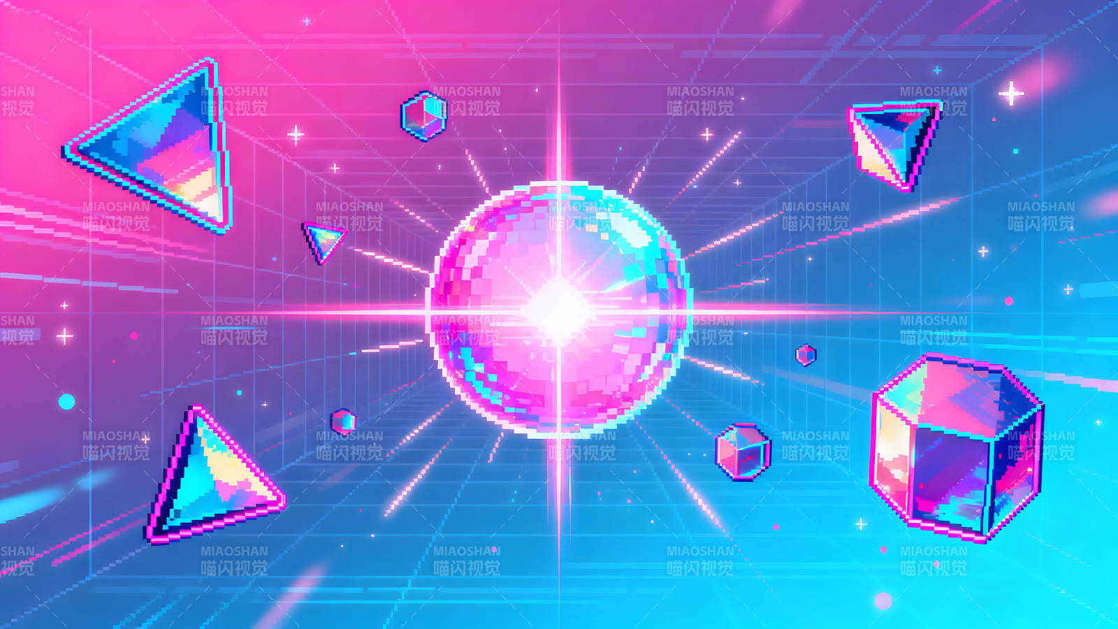 像素风几何抽象光影-图片