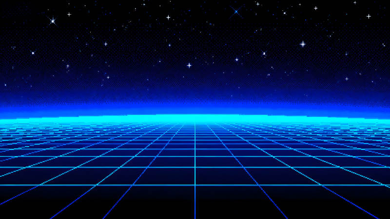 像素復古未來主義風景-圖片