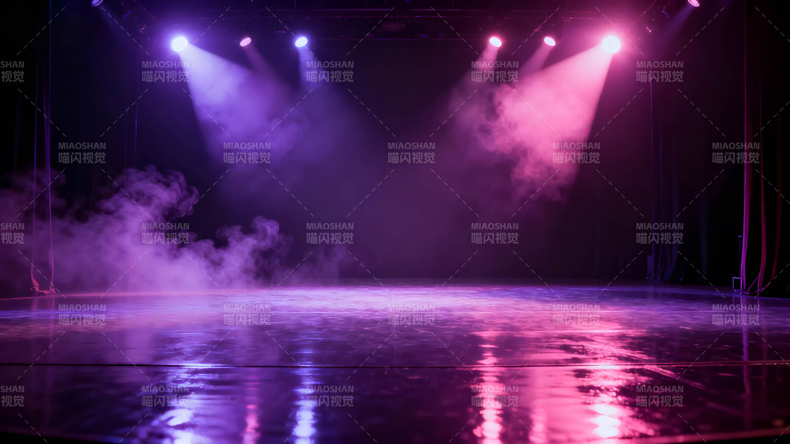 舞台灯光烟雾紫色氛围-图片