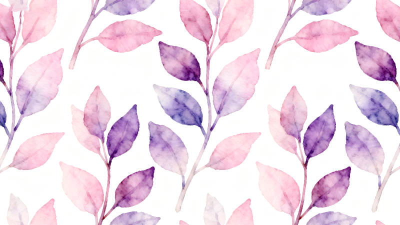 水彩手绘粉紫叶子图案-图片