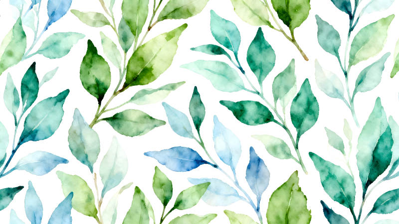 水彩风格叶子图案清新淡雅-图片