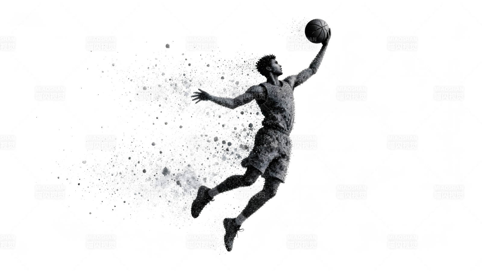 籃球運動員躍起投籃場景像素風圖片