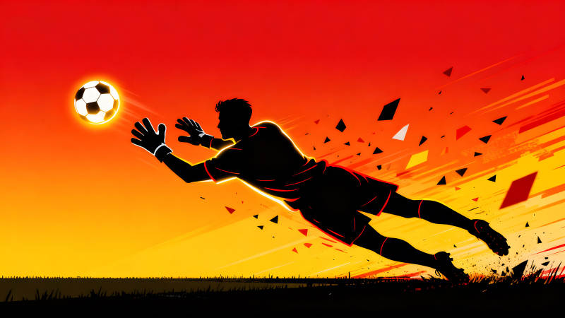 守门员扑救足球的瞬间-图片