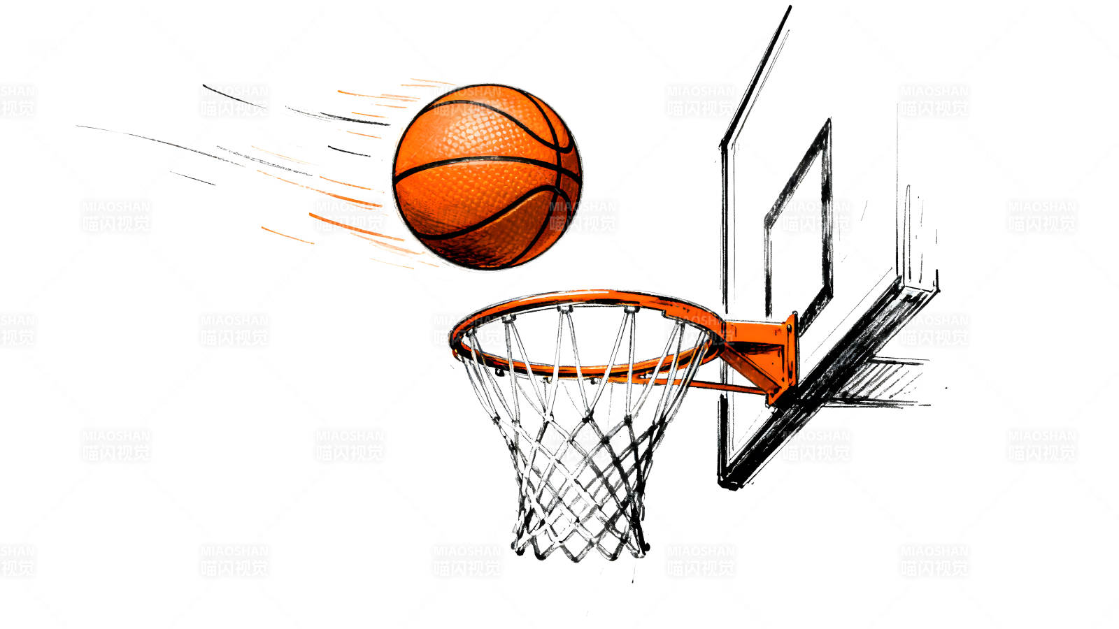篮球投入篮筐的瞬间-图片