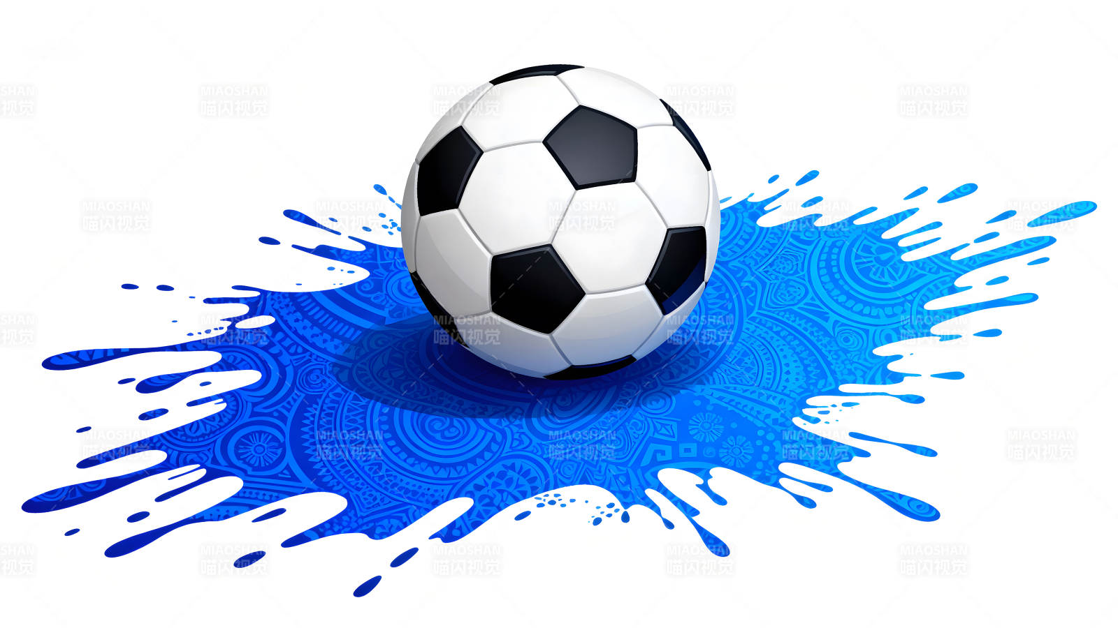 足球图案蓝色飞溅艺术效果图片
