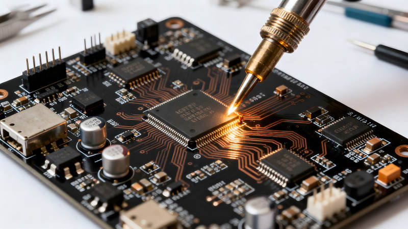 電路板焊接特寫圖片