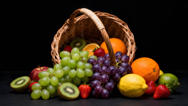 籃子里的水果擺放展示-圖片