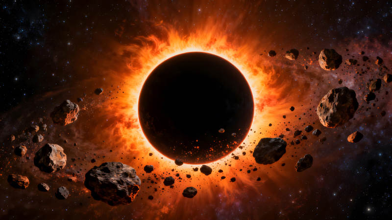 黑洞吞噬行星陨石环绕周遭星云绚丽-图片