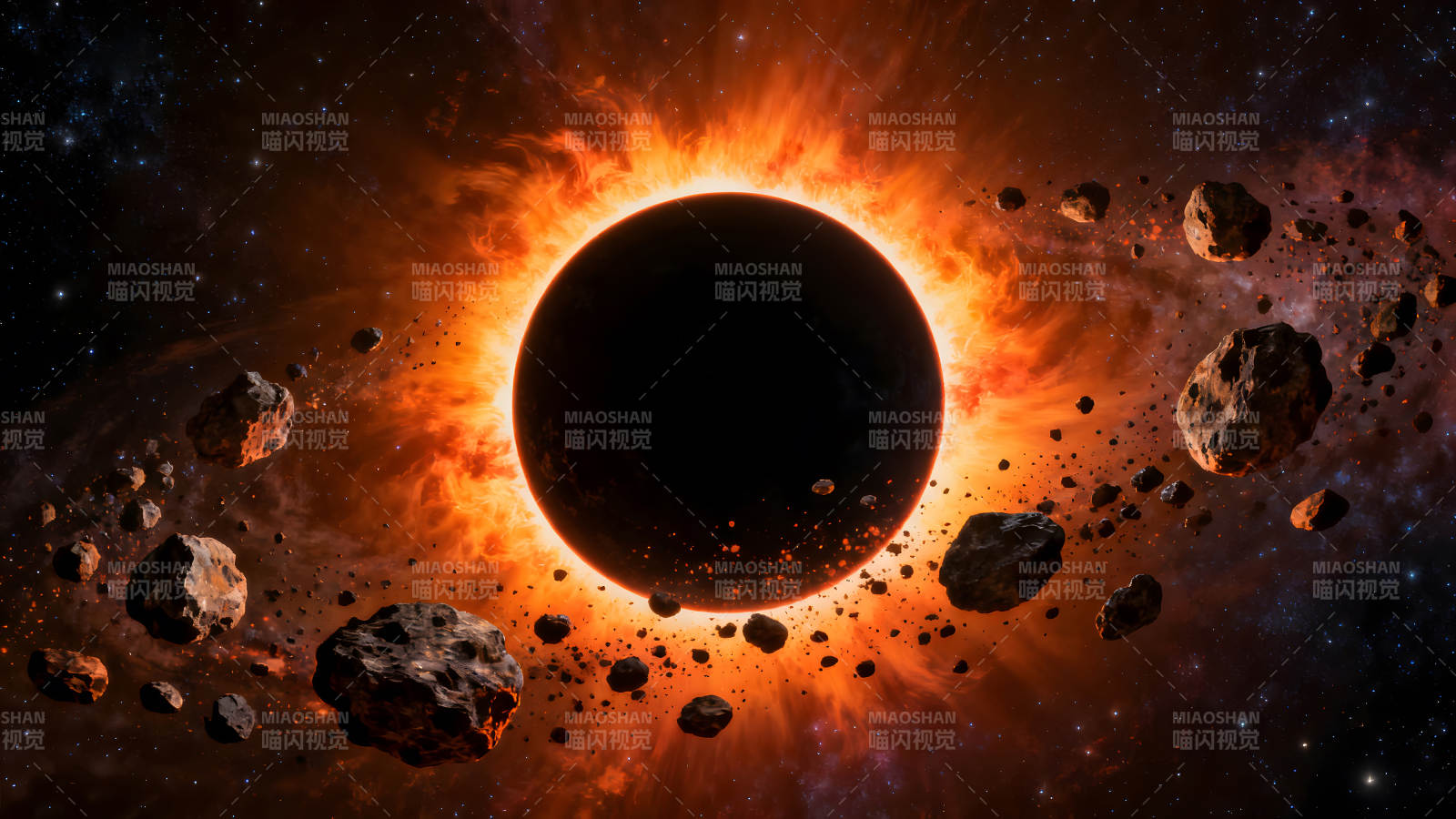 黑洞吞噬行星隕石環(huán)繞周遭星云絢麗-圖片