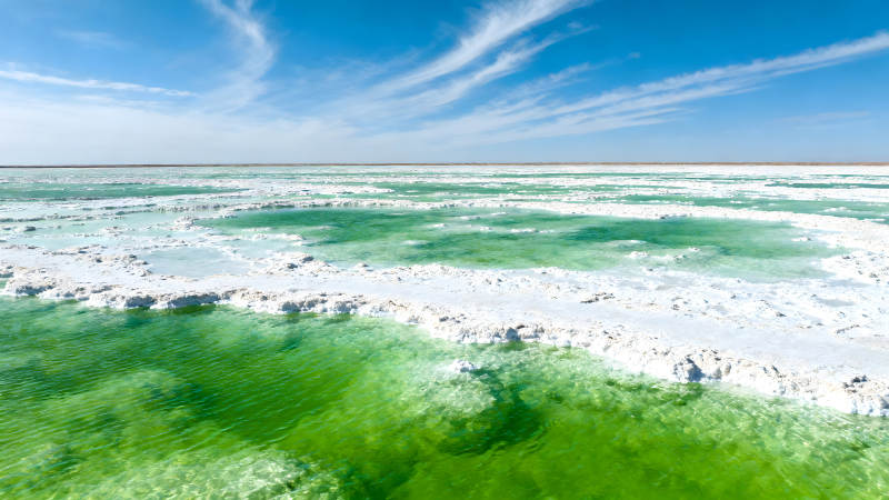 碧水蓝天盐滩风光-图片