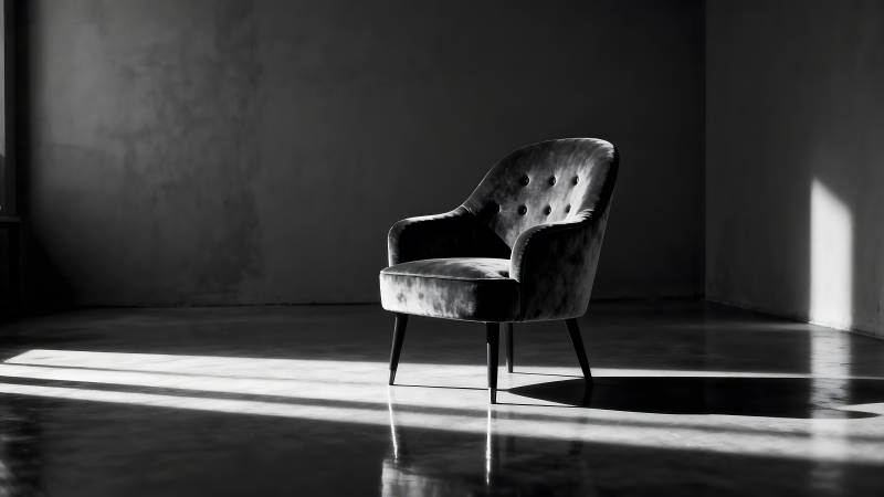 黑白光影下的單人扶手椅-圖片