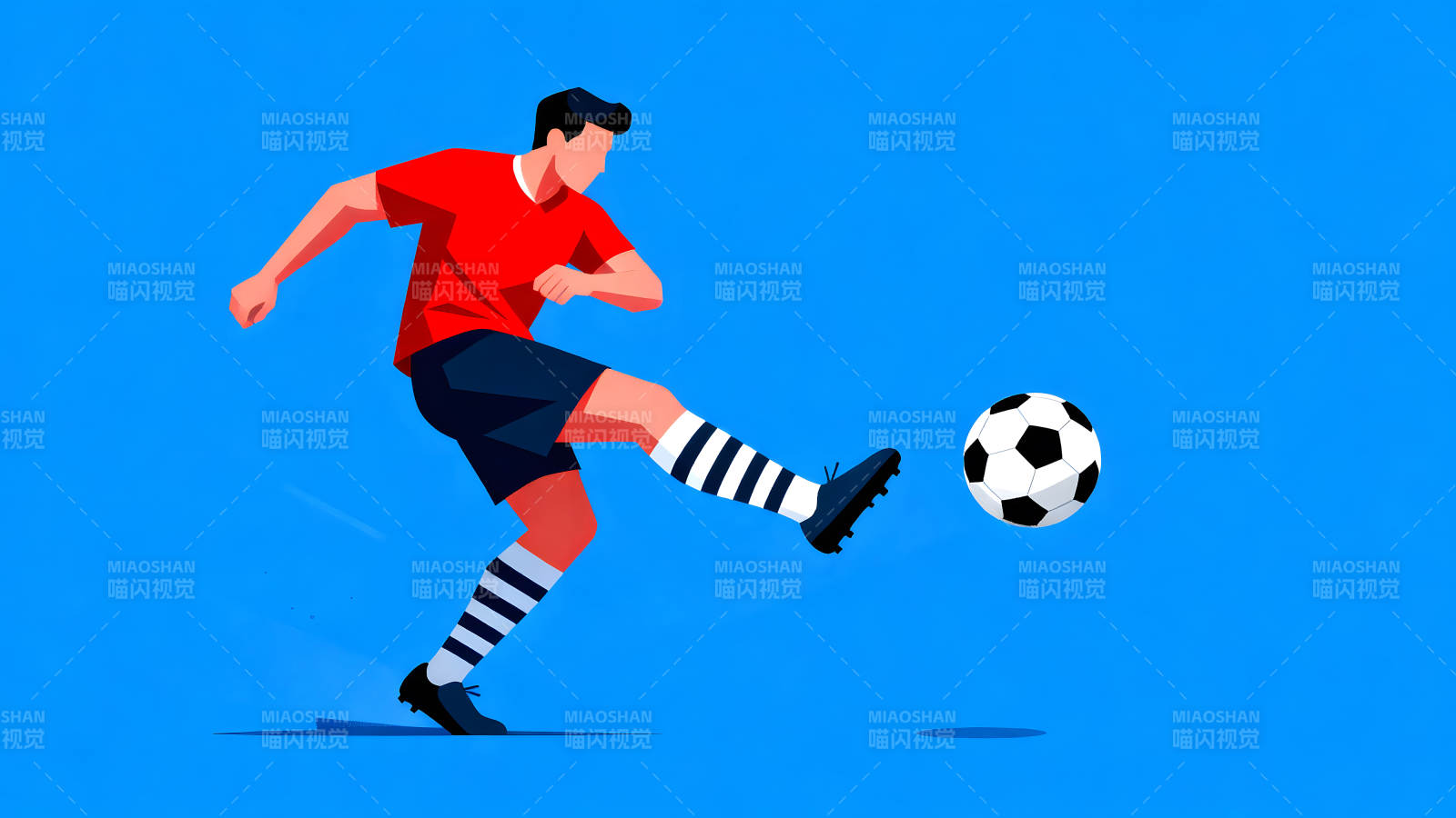 足球运动员踢球的简约风格图图片
