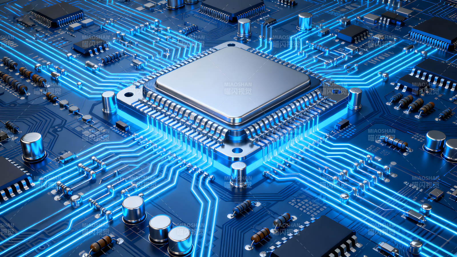 电路板芯片特写科技感十足-图片