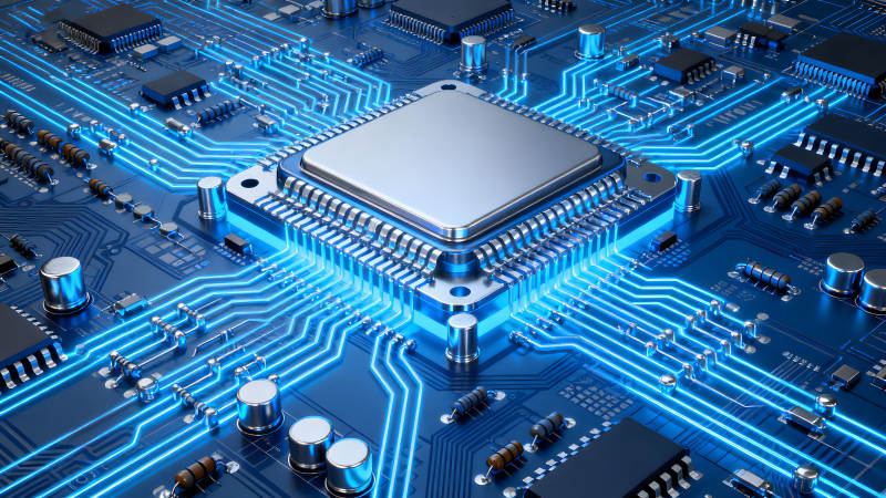 電路板芯片特寫科技感十足-圖片