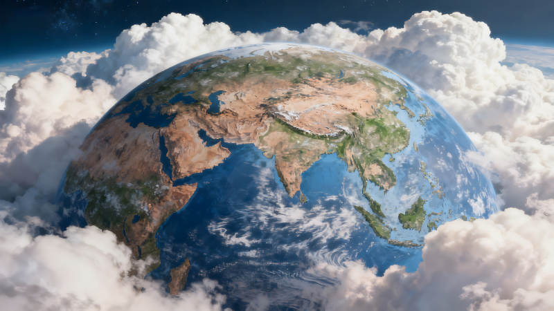 地球视角云层环绕美丽星球-图片