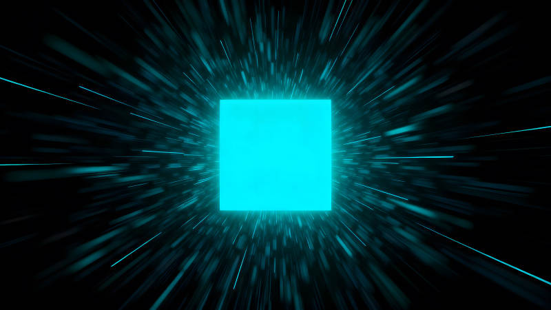蓝色方块与射线交织的视觉效果-图片