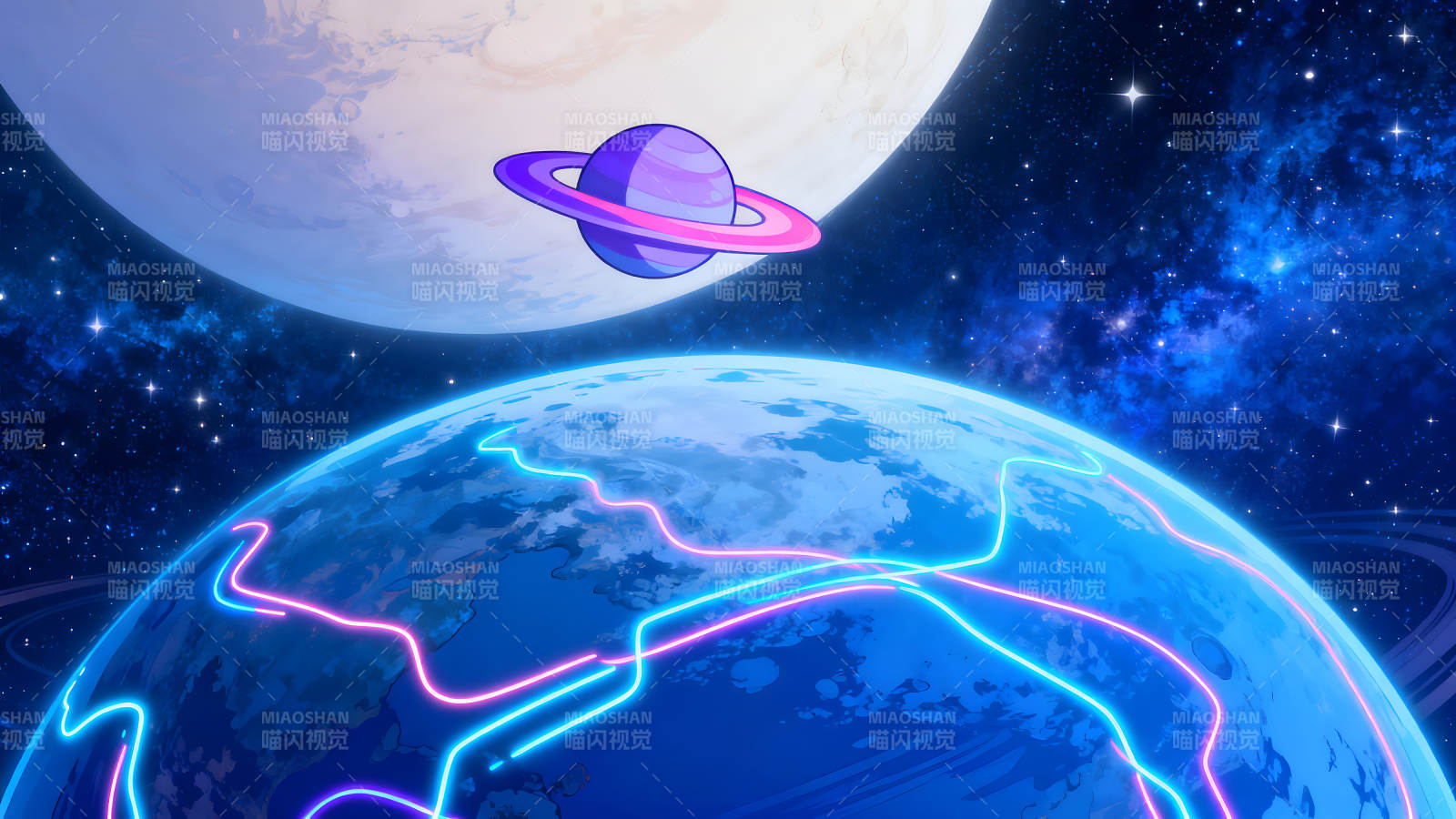 星空星球科幻插画充满活力图片