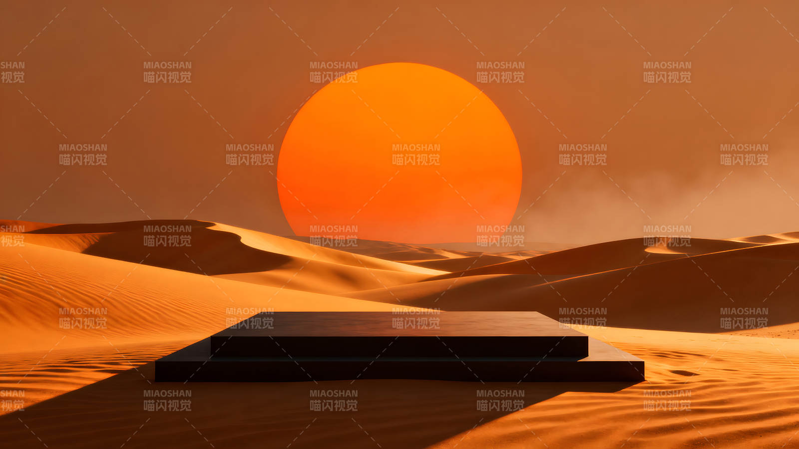 沙漠中的巨日与展示台图片