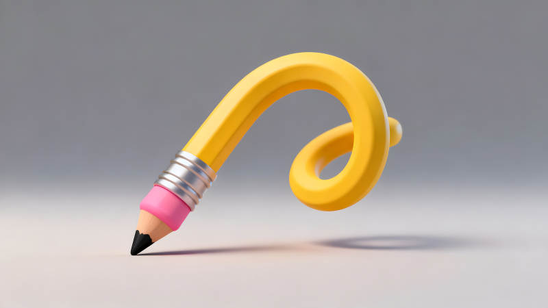 弯曲的黄色铅笔-图片