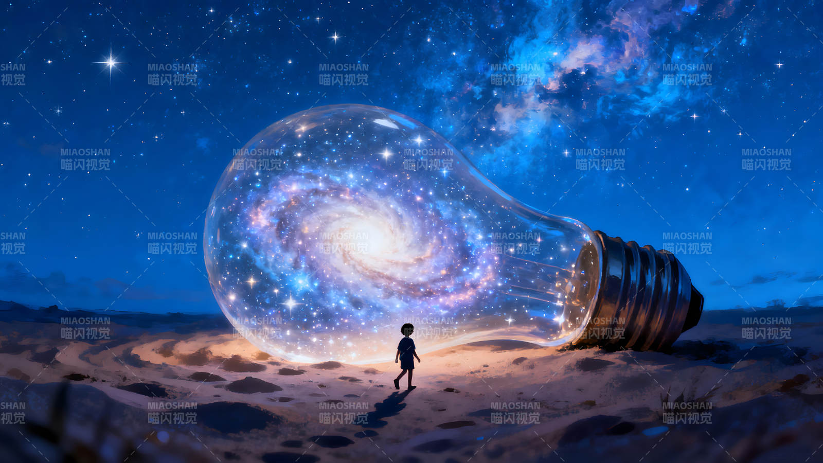 宇宙灯泡男孩探索奇境图片