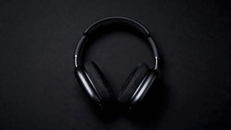 黑色的头戴式耳机特写-图片