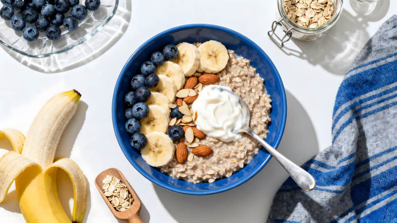 美味营养的燕麦粥配料丰富-图片