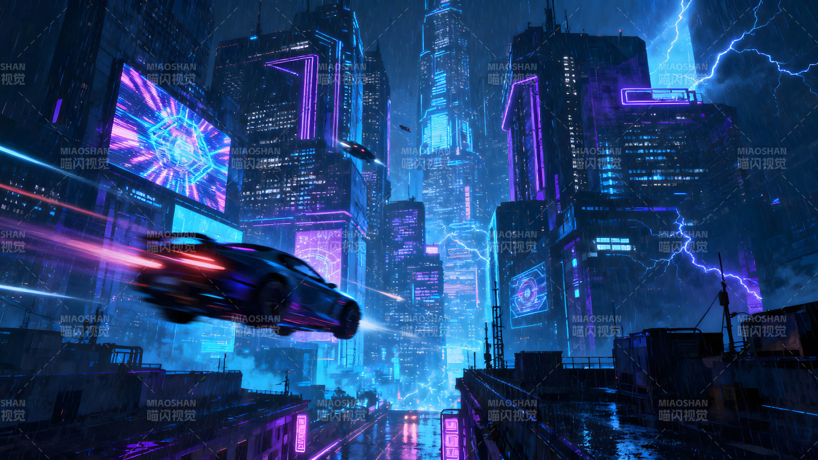 赛博朋克城市夜景科幻未来氛围-图片