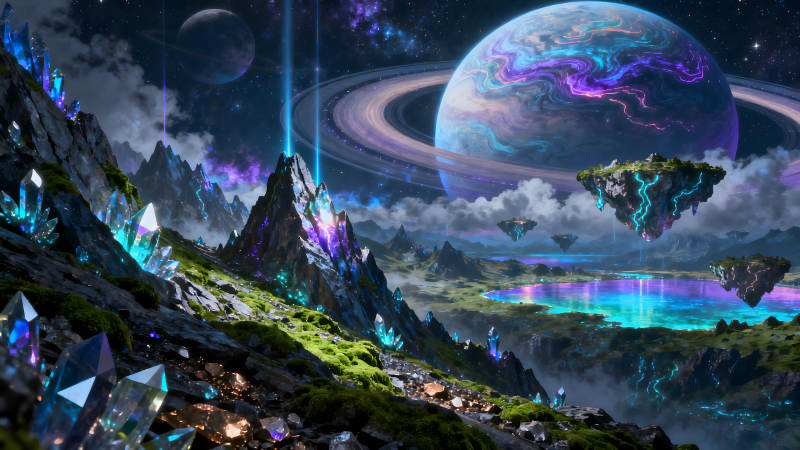 奇幻星球風景瑰麗奇景-圖片