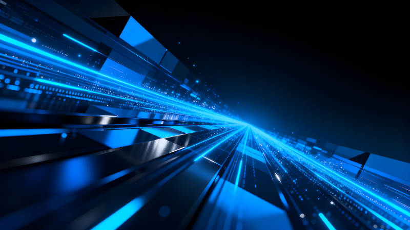 藍色科技感抽象光線-圖片