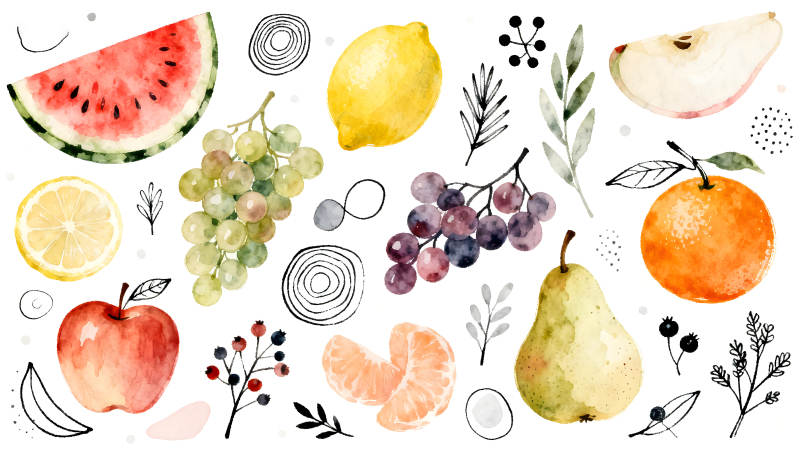 水彩水果拼贴画-图片