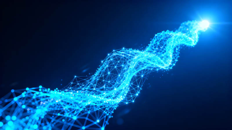 蓝色科技线条抽象数字光点-图片