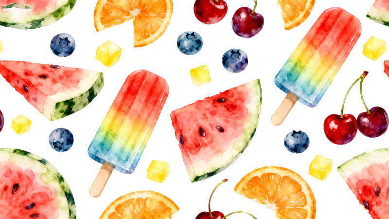 水彩水果甜点夏日清爽缤纷-图片