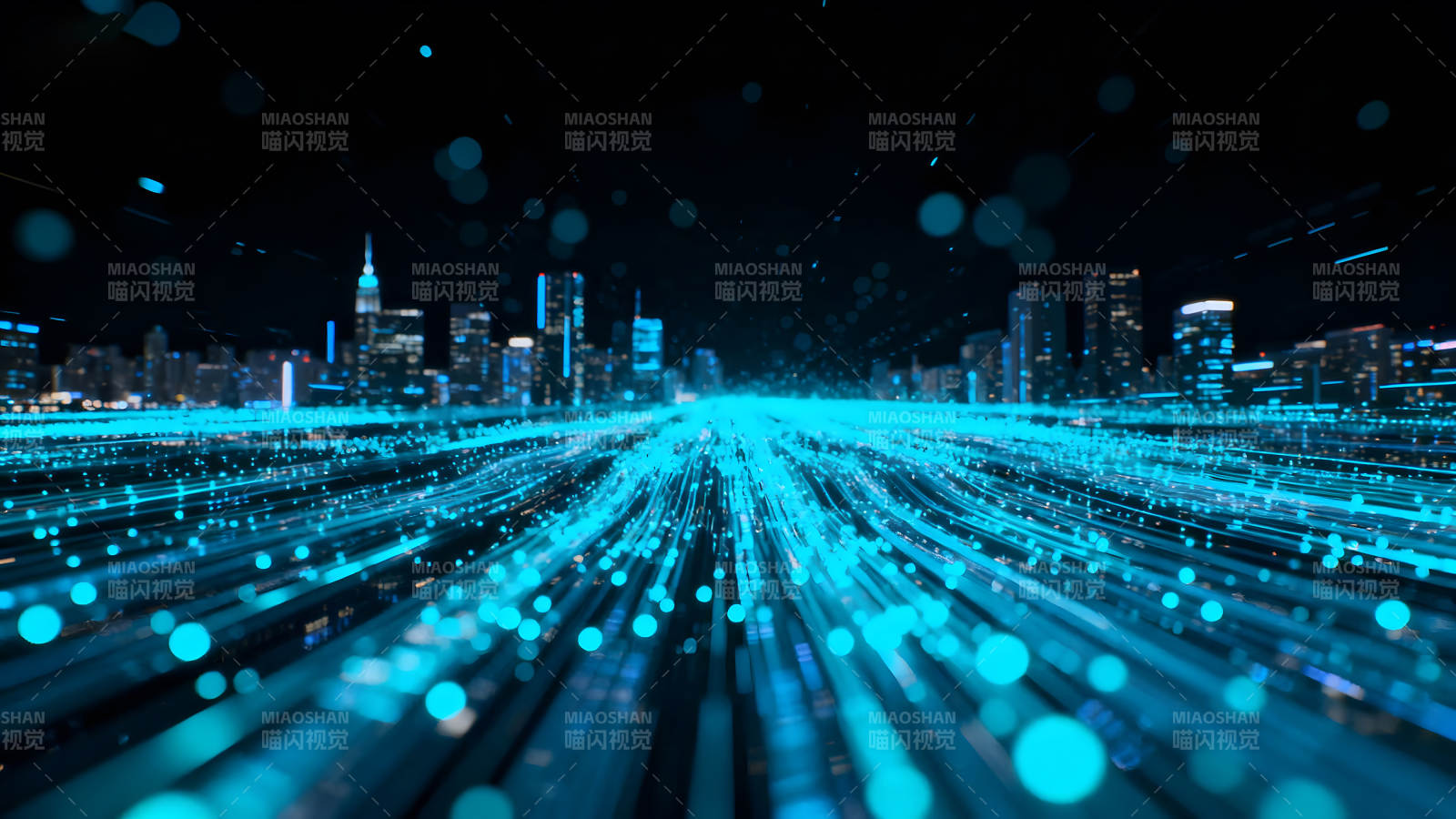 夜景城市数据连接抽象-图片