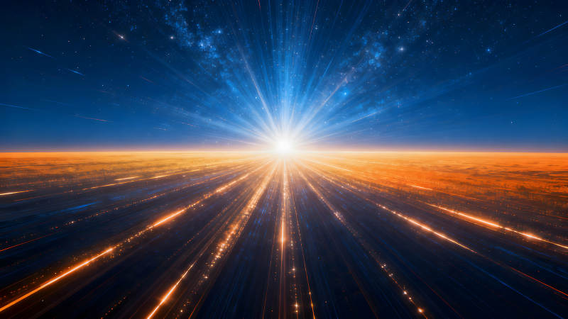 宇宙光芒爆發星空之下大地閃耀-圖片