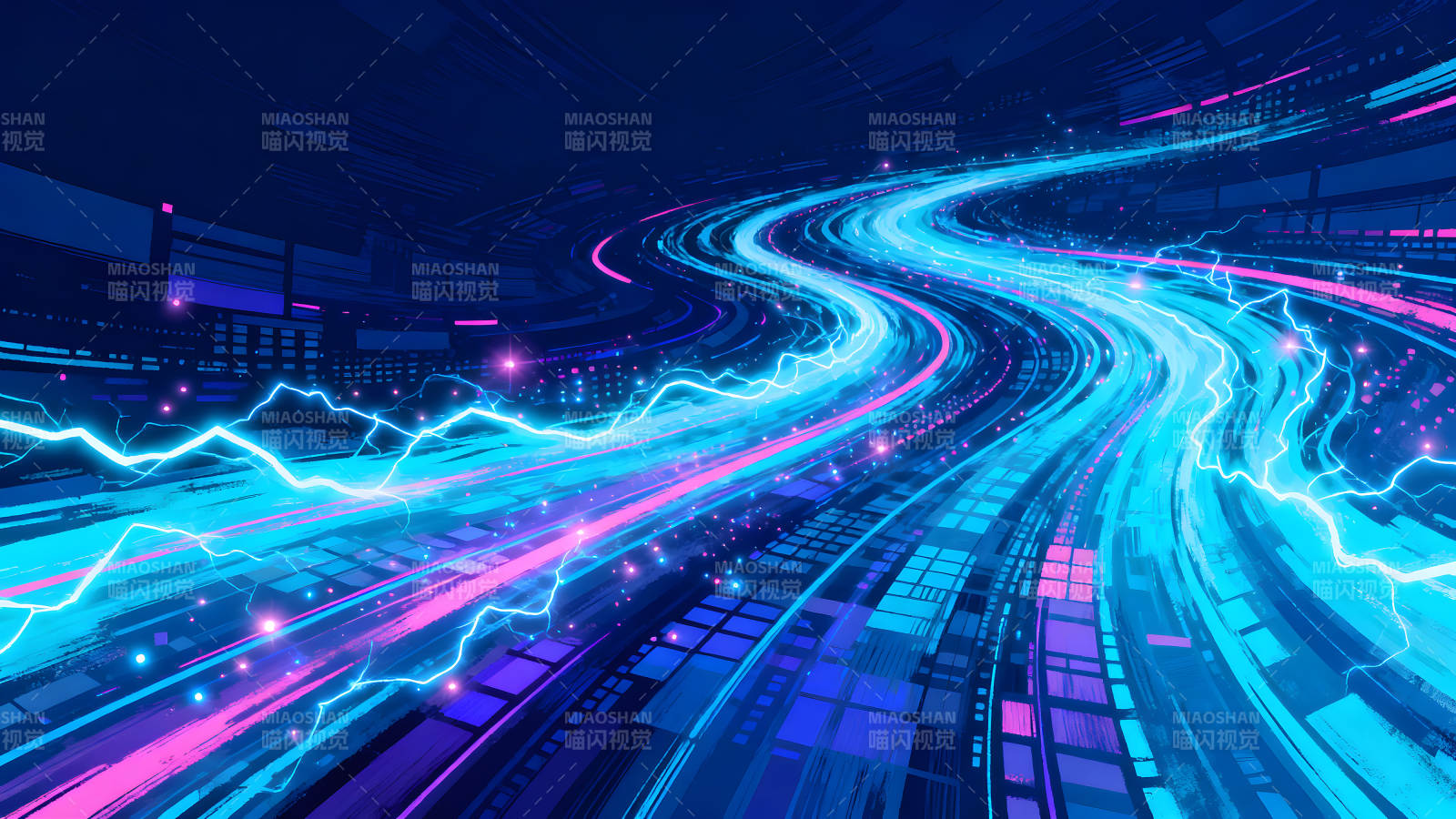 賽博朋克風格的抽象數據流圖片