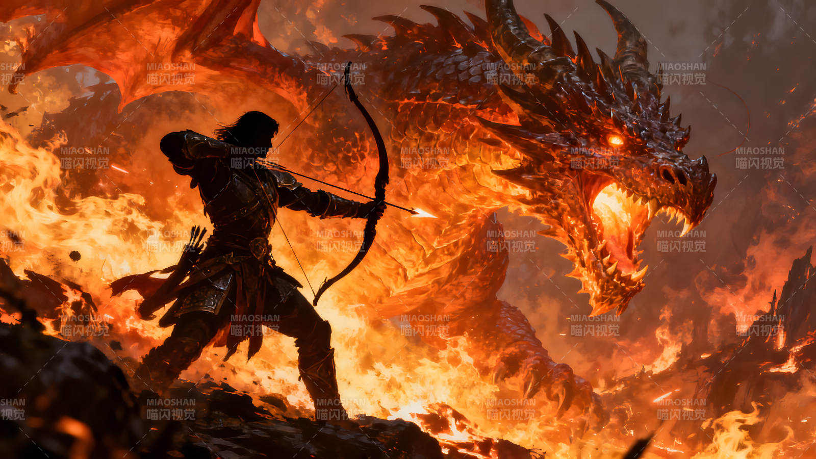 弓箭手大戰噴火巨龍圖片
