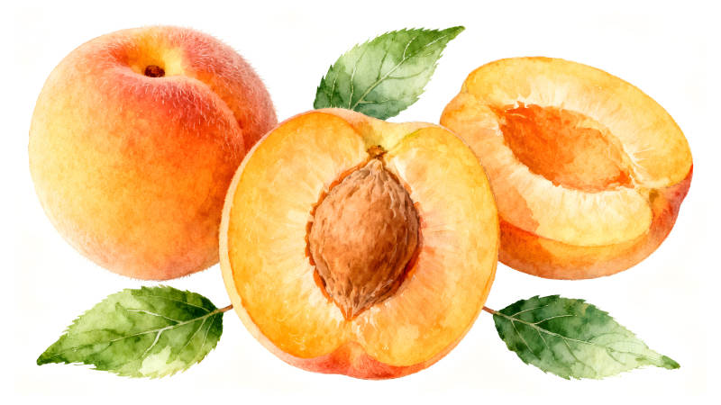 水彩风桃子切面图图片