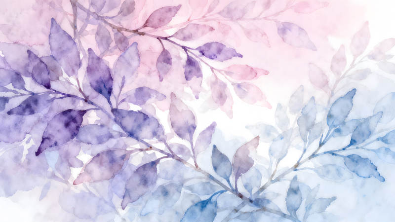 水彩風葉子背景圖-圖片