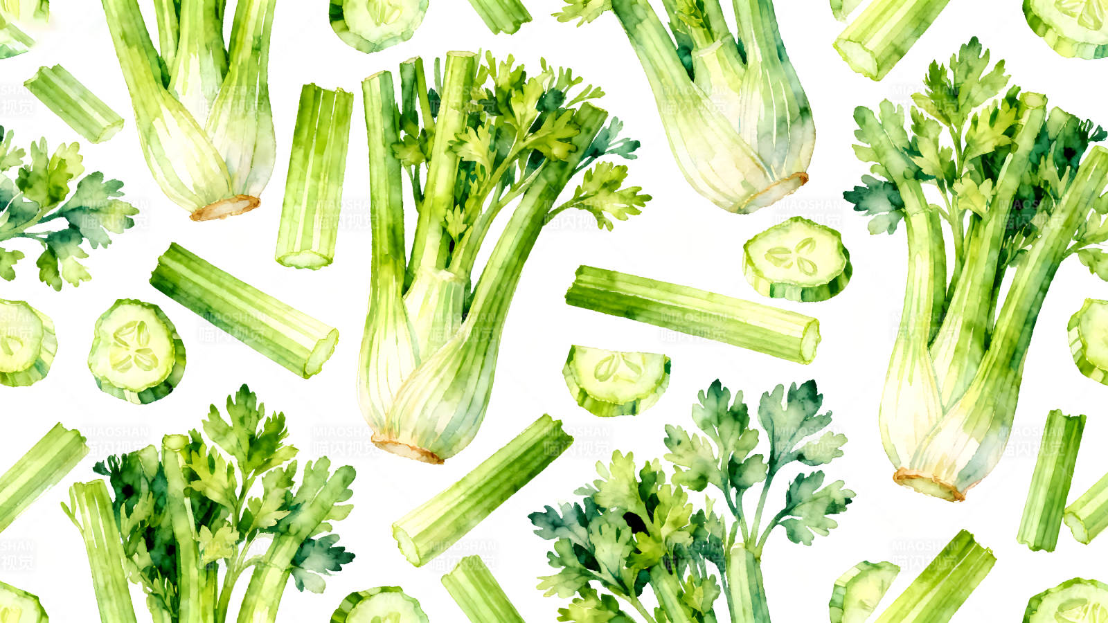 水彩风格芹菜图案-图片