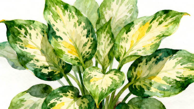 水彩风格绿植写意-图片