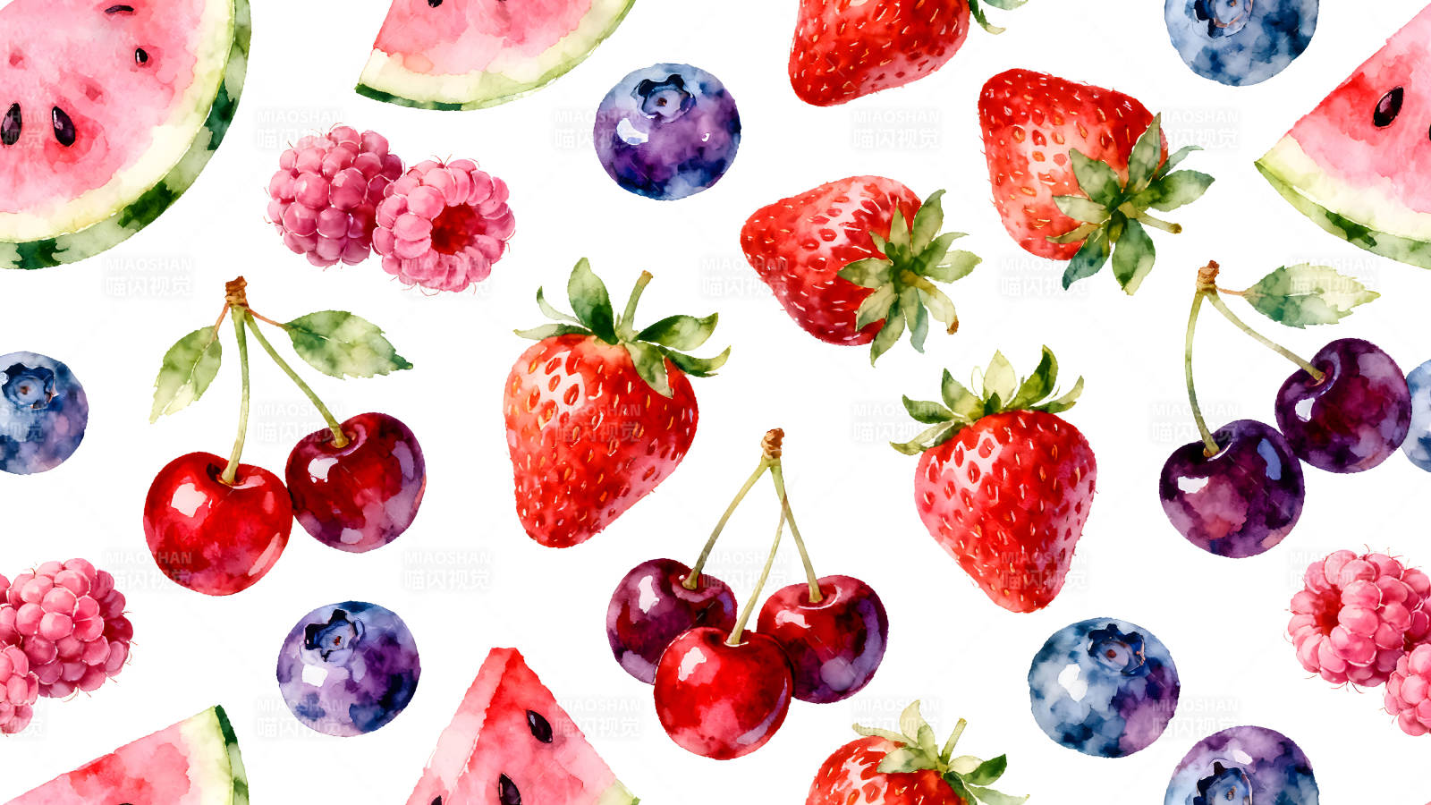 水果水彩畫圖案清新甜蜜-圖片