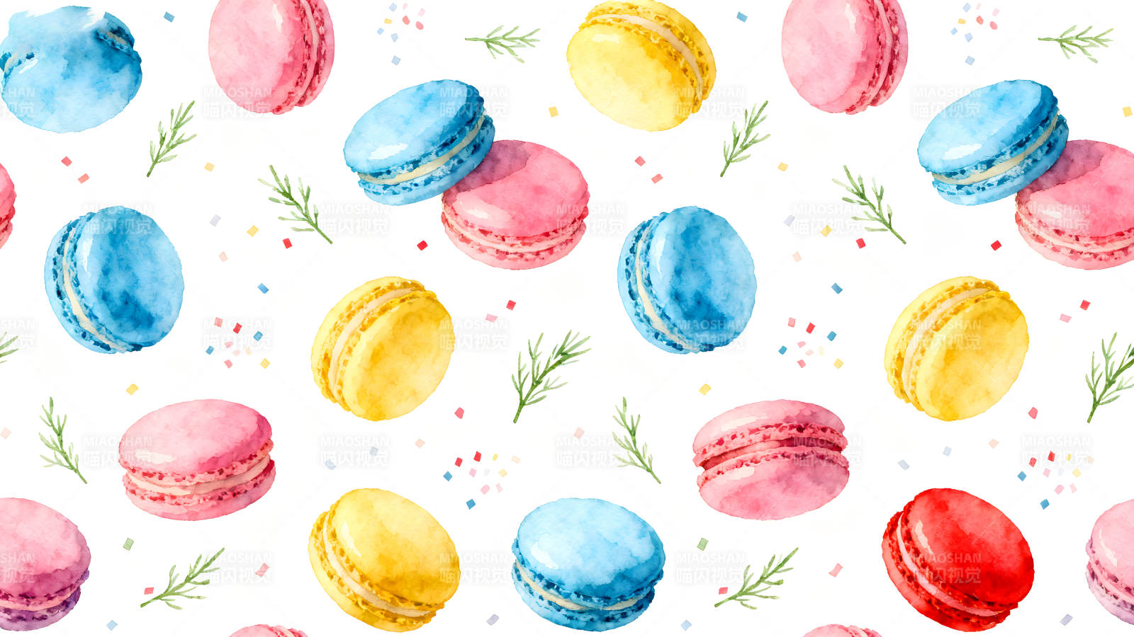 马卡龙甜点图案背景-图片