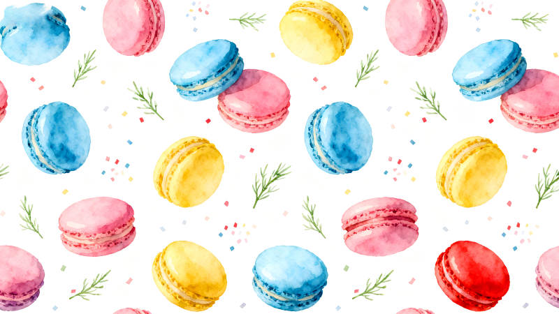 马卡龙甜点图案背景-图片