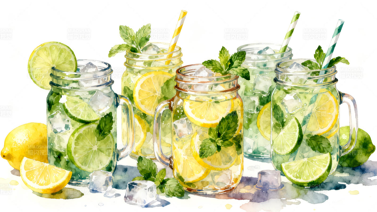 清爽夏日饮品特写-图片